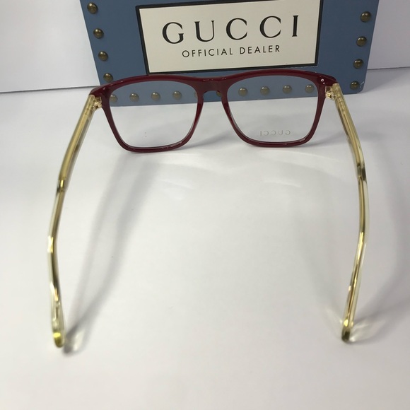 Gucci Men GG0561ON 003 Red CRYSTAL Rectangle/Square Eyeglasses - Picture 12 of 15